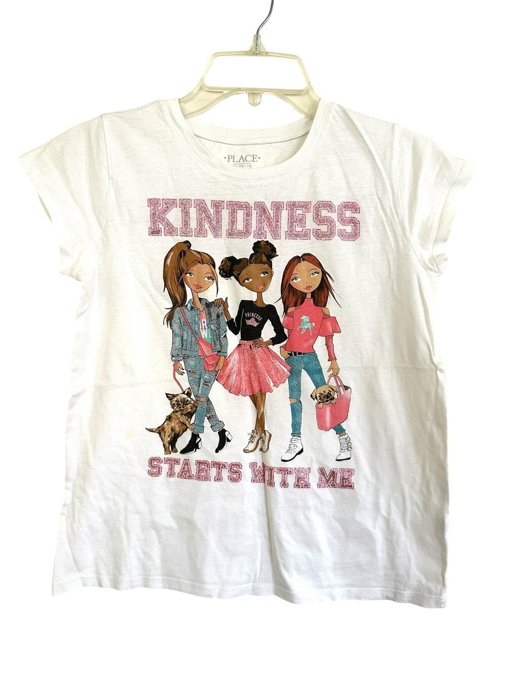 The Children's Place white graphic tee "Kindness Starts With Me" size XL